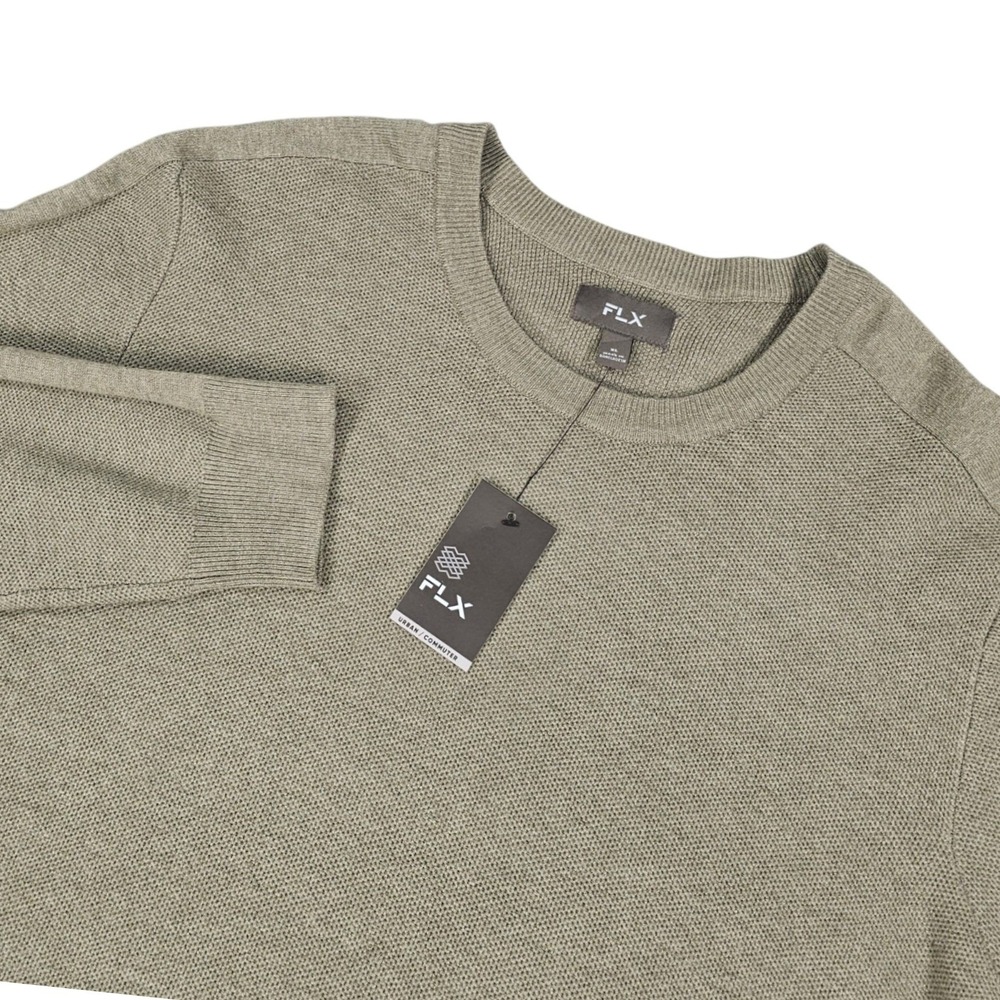 FLX‎ Urban Commuter Knit Crewneck Sweater Men's XL Olive Green NWT Style 227724